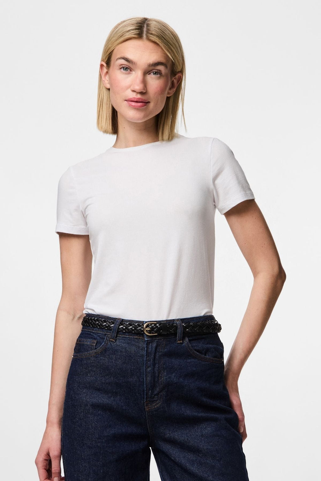 Avery Leathar Braided Slim Crios - dubh