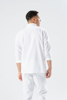 亚麻衬衫 - 白色