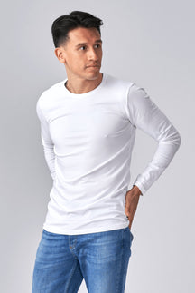 Mišićna majica s dugim rukavima-bijela