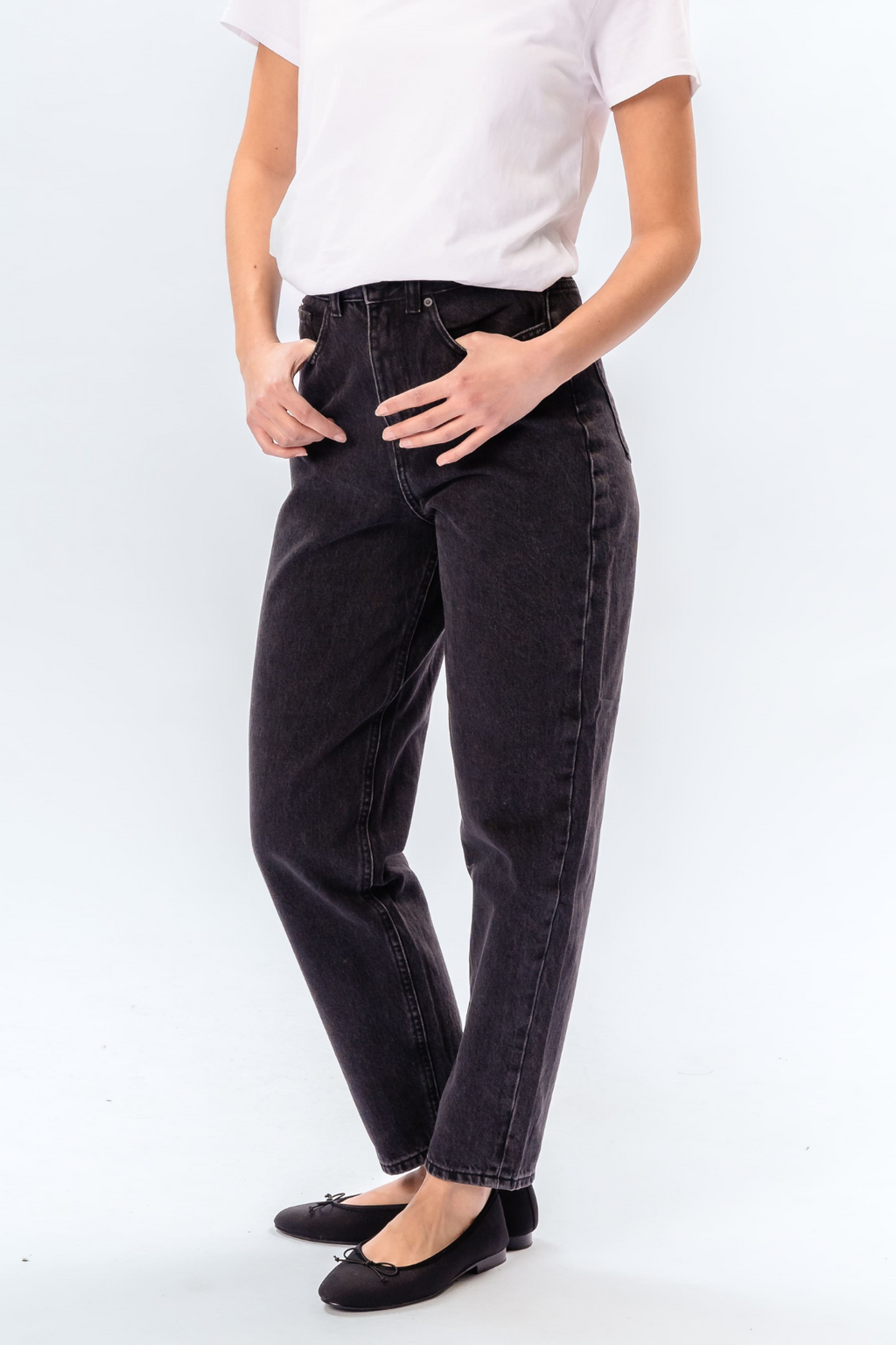 The Original Performance Mom Jeans - Washed Black Denim