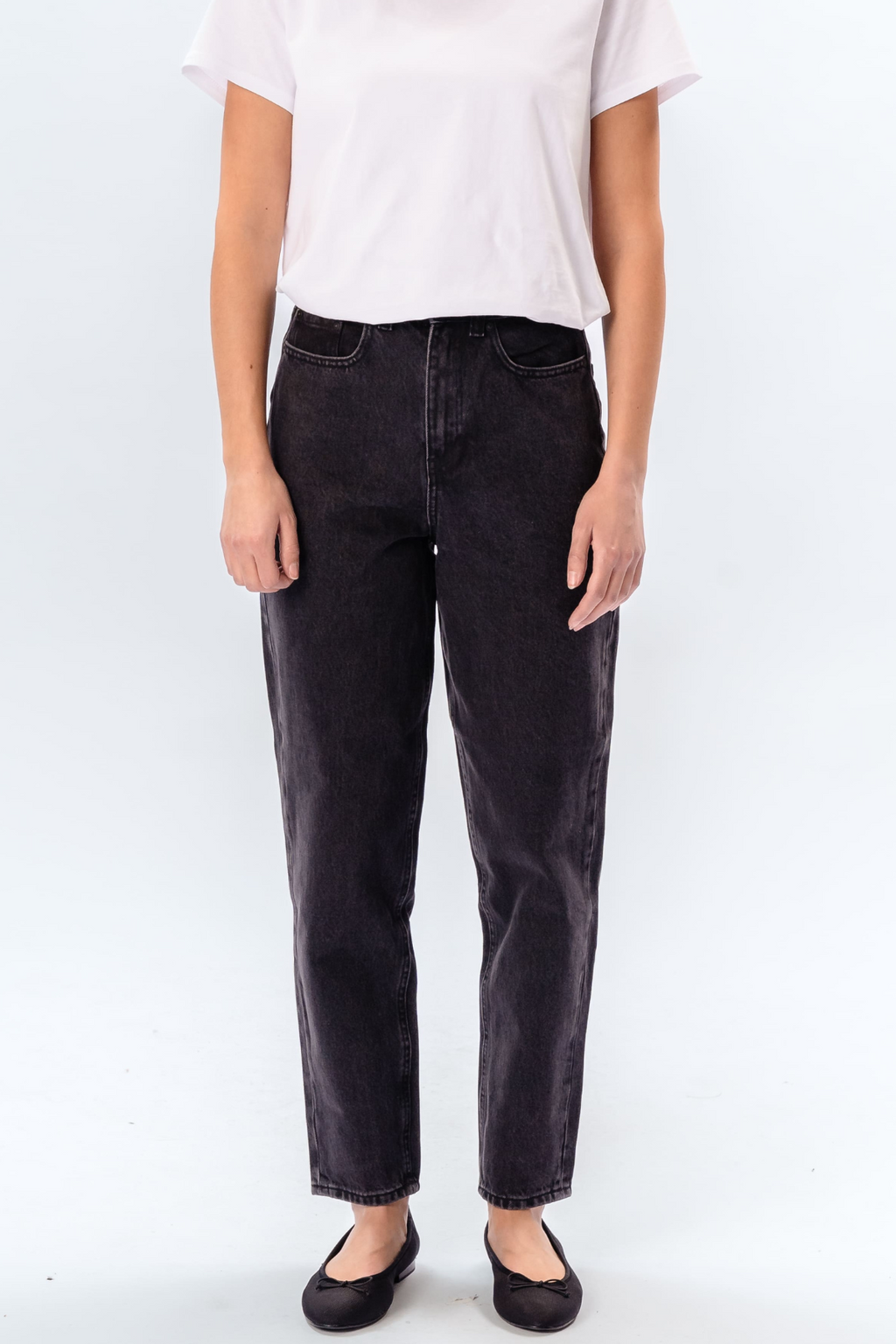 The Original Performance Mom Jeans - Washed Black Denim