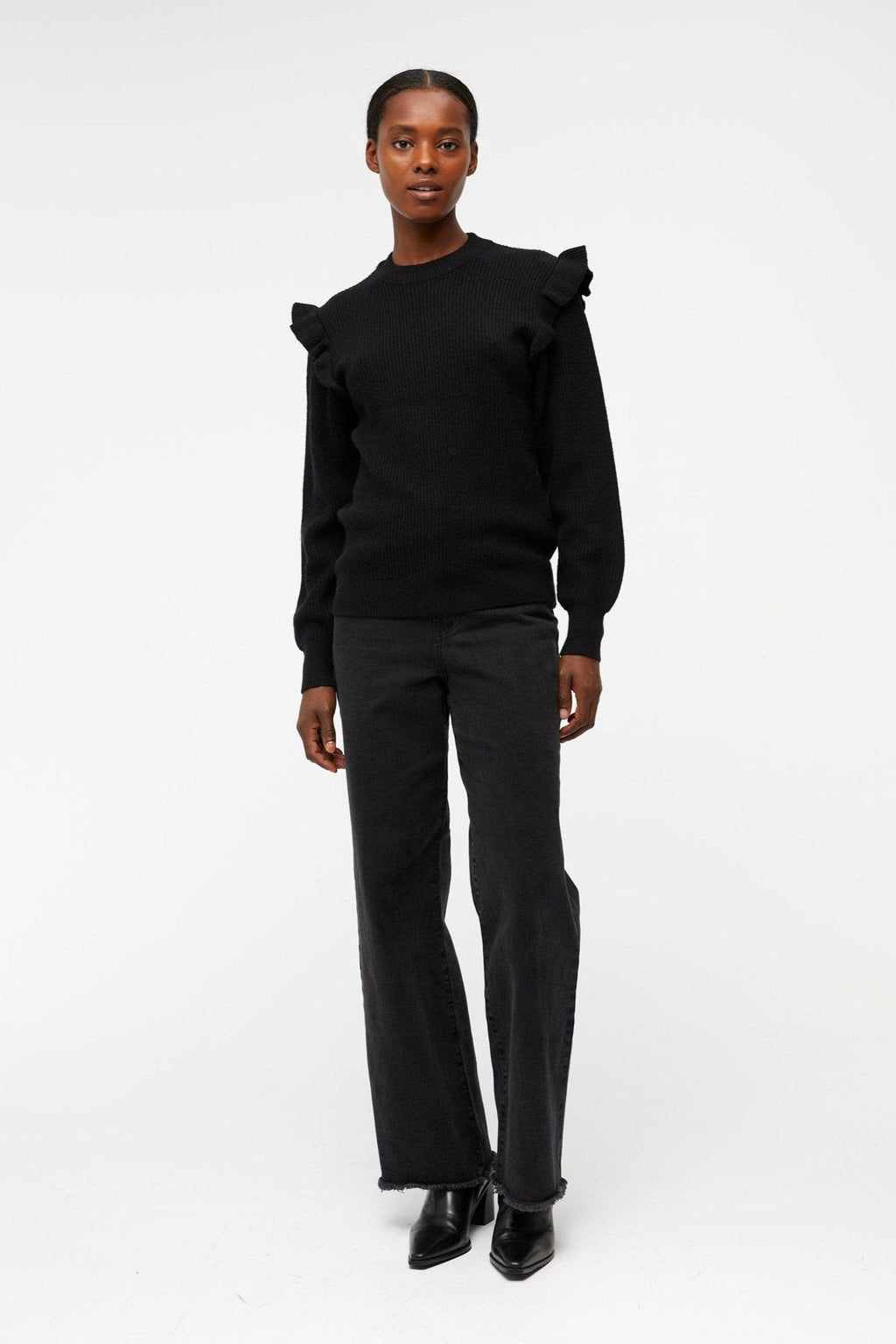 Malena Ruffle Pullover - Black