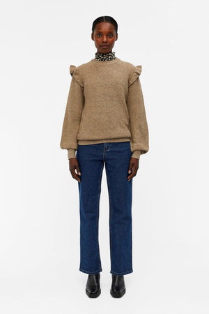 Malena Ruffle Pullover Strik - Fossil