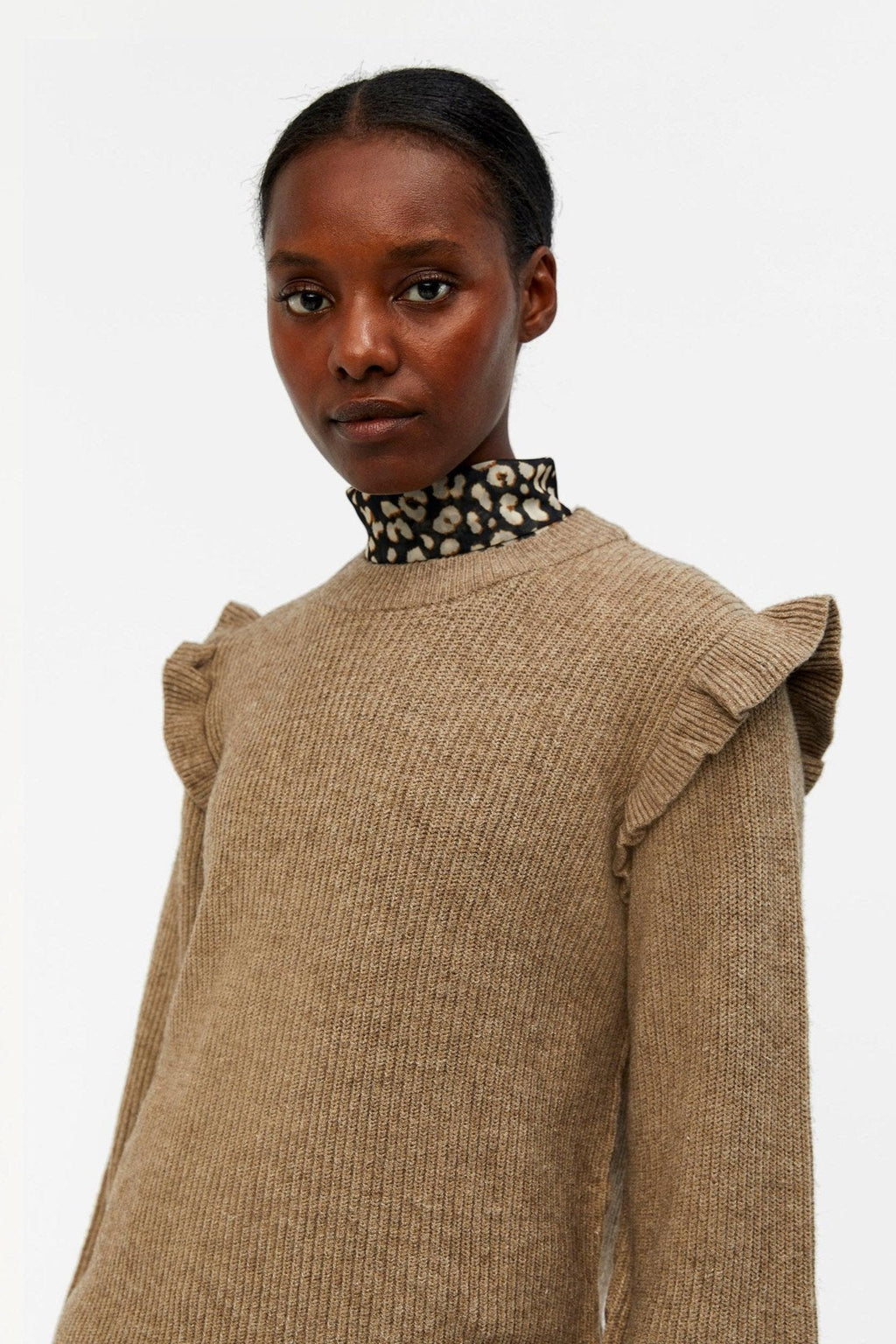 Malena Ruffle Pullover Strik - Fossil