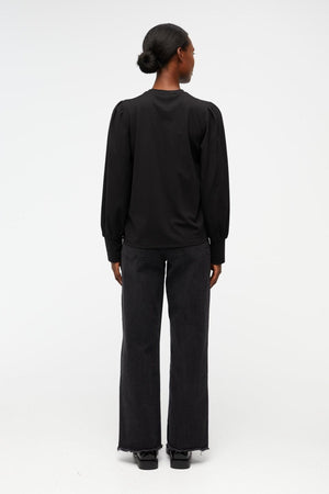 Caroline Langærmet Top - Sórtáil