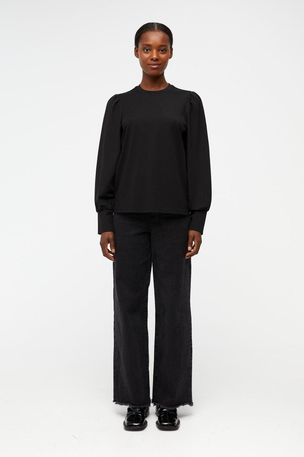 Caroline Langærmet Top - Sórtáil