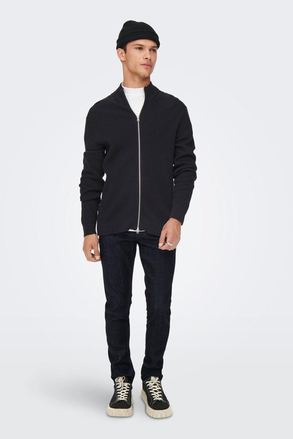 Tkáčsky štíhle surové džínsy - modrý džínsovina