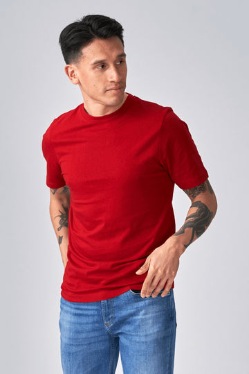 有机基本T恤 - 红色
