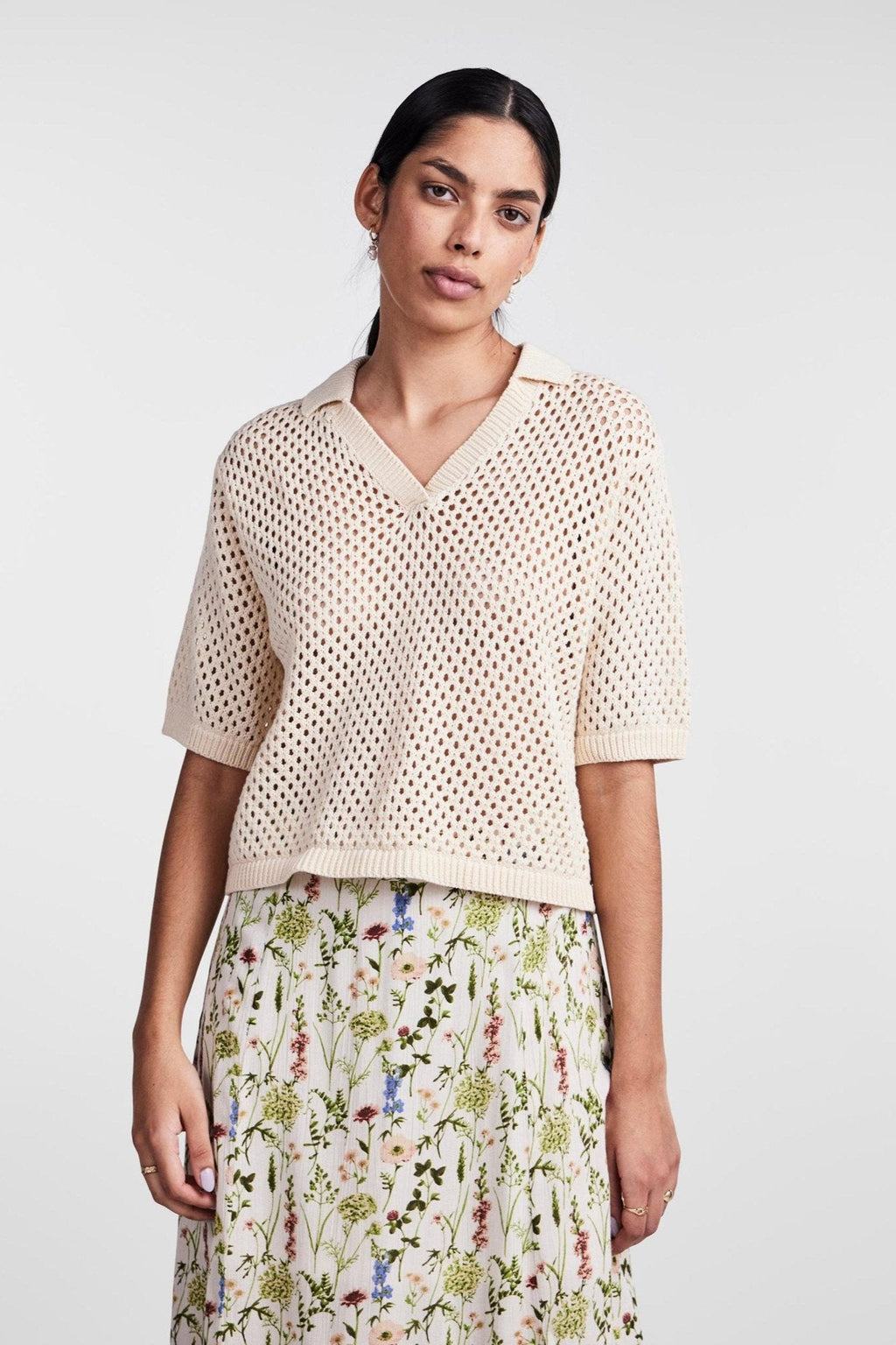 Laya pletena polo - bijeli dim