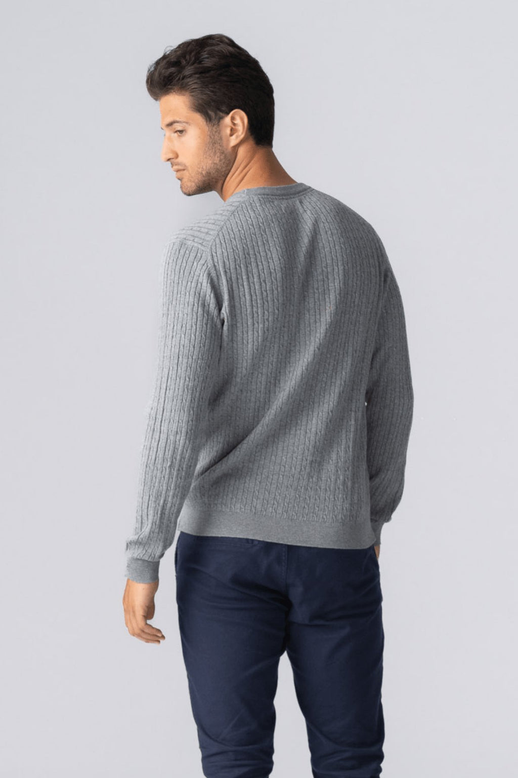 Pulóver Cable Knit - Gray Melange