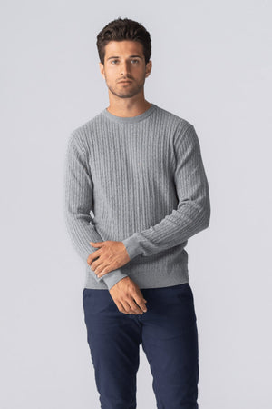 Pulóver Cable Knit - Gray Melange