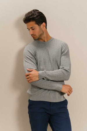 Pulóver Cable Knit - Gray Melange