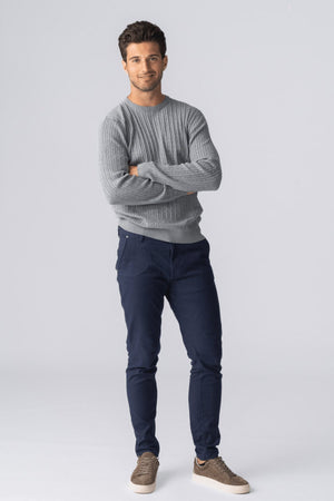 Pullover Cable Knit - Gray Melange