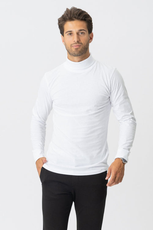 Roll collar sweater - White - TeeShoppen Group™