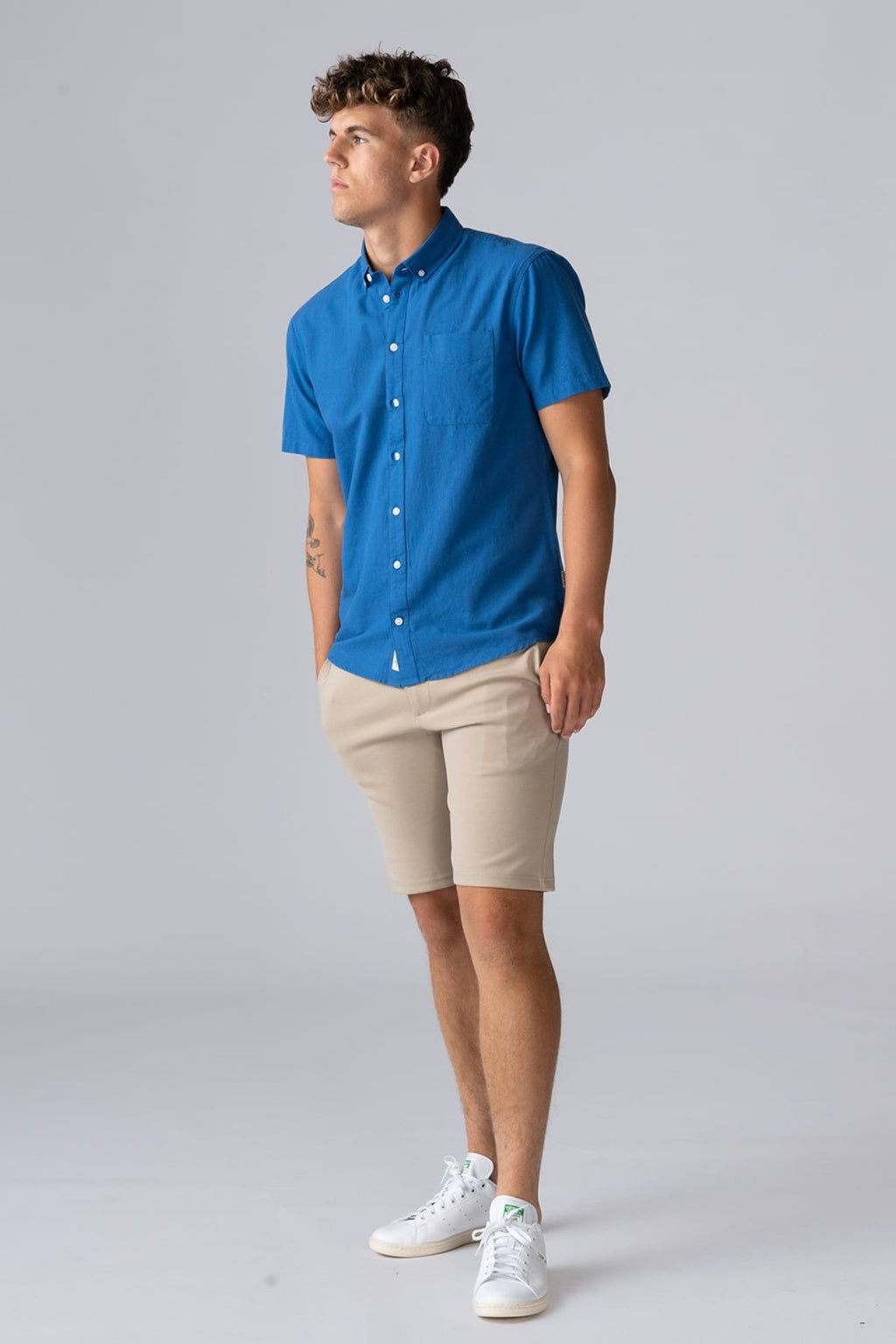 Short-sleeved Linen Shirt - Dress Blues