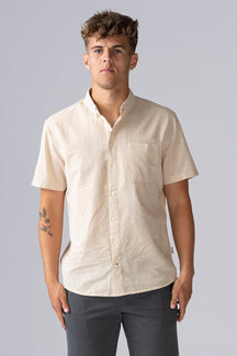 Ľanová košeľa s krátkymi rukávmi - Oyster Gray