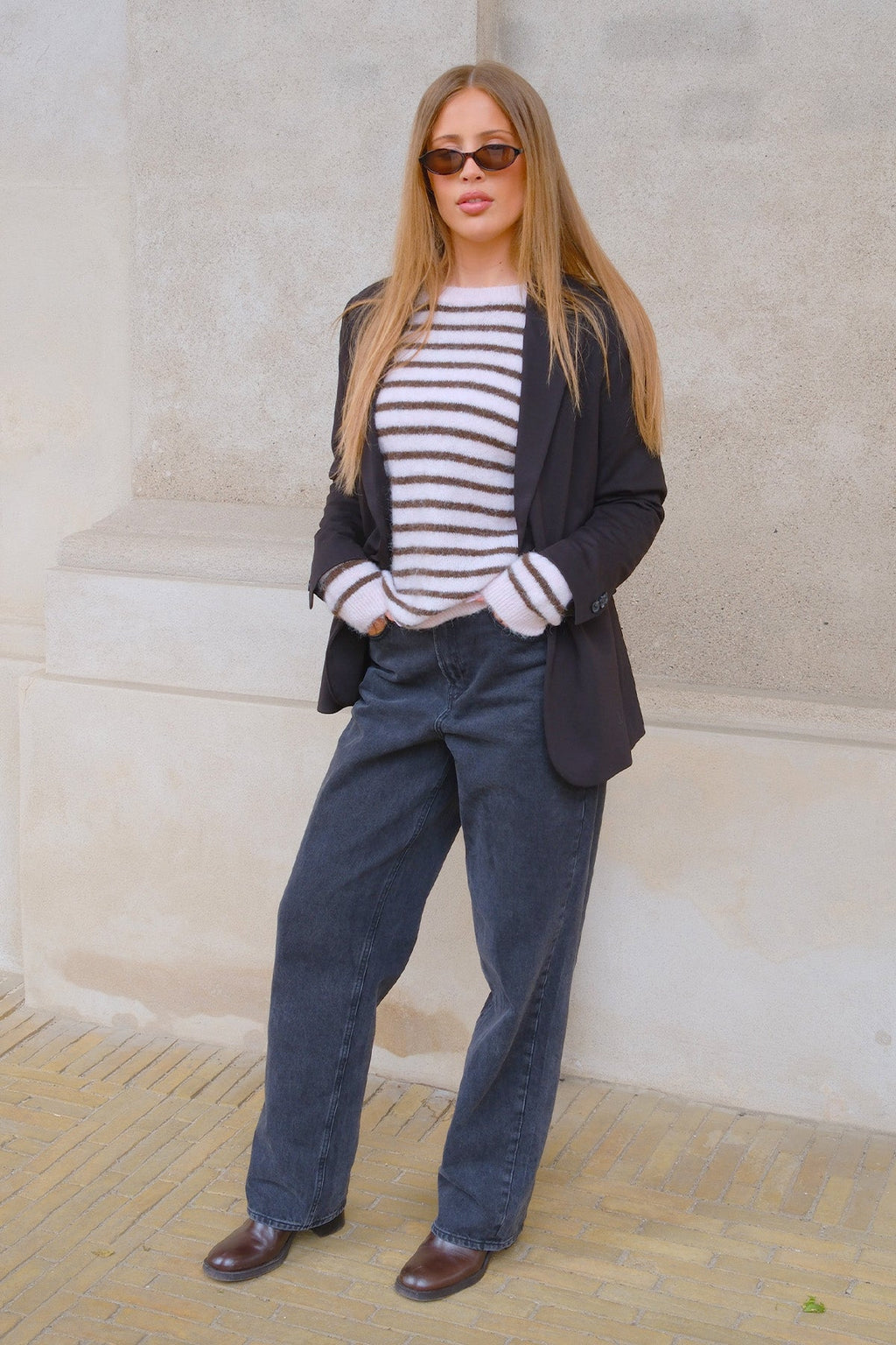 Sienna Striped Knit - Pink/Chocolate