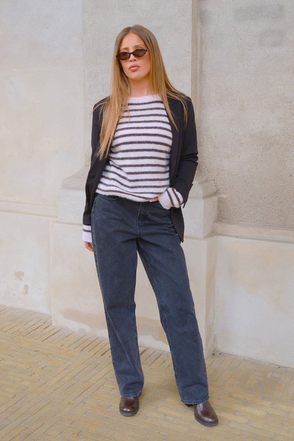 Sienna Striped Knit - Pink/Chocolate