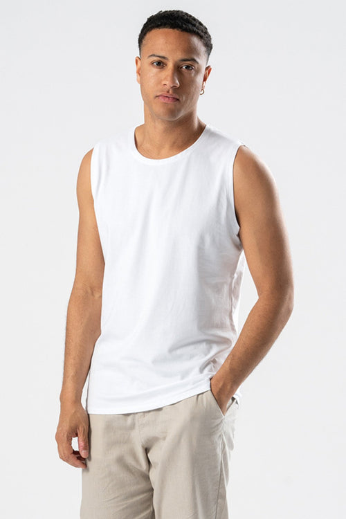 Sleeveless Tee - White - TeeShoppen Group™ - T - shirt - TeeShoppen