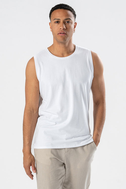 Sleeveless Tee - White - TeeShoppen Group™ - T - shirt - TeeShoppen