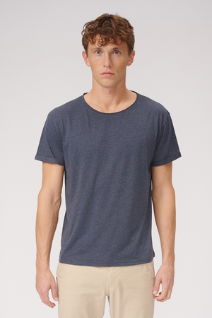 Deep Neck T-shirt - Mottled Blue