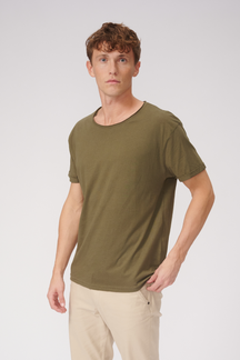 Raw Neck T-shirt - Olive Green