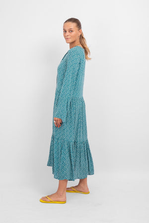 Anna long-sleeved dress - Teal Green
