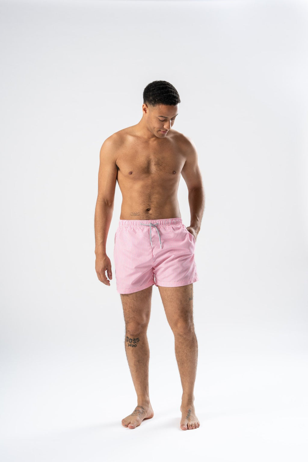 Swimshorts - Pale Red/ White