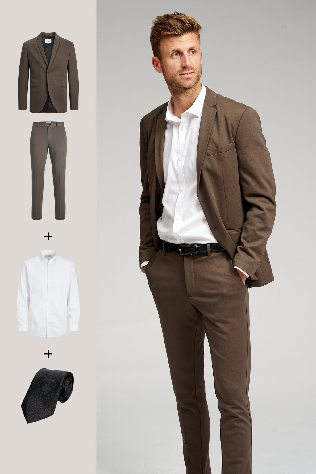 The Original Performance Suit™️ (Dark Brown) + Shirt & Tie - Package Deal