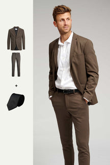 The Original Performance Suit™️ (Dark Brown) + Tie - Package Deal