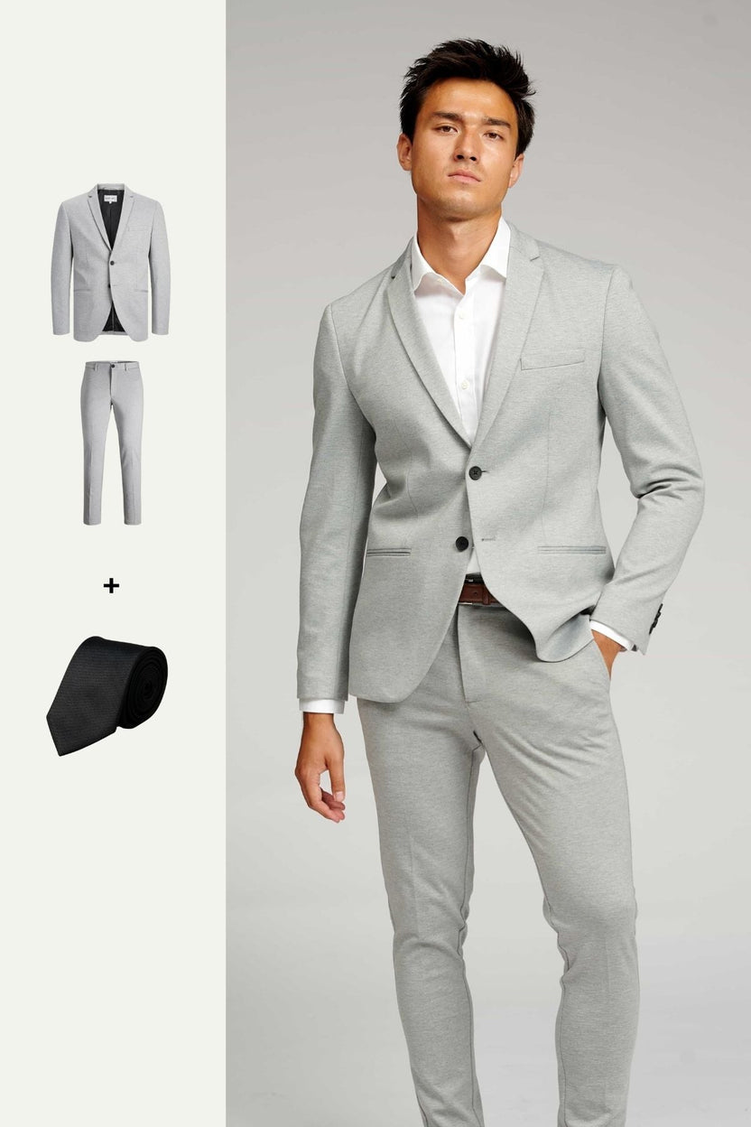 The Original Performance Suit™️ (Light Grey) + Tie - Package Deal - TeeShoppen Group™ - Suit - TeeShoppen