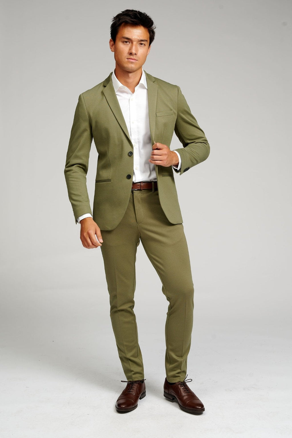 The Original Performance Suit™️ (Olive) + Shirt & Tie - Package Deal