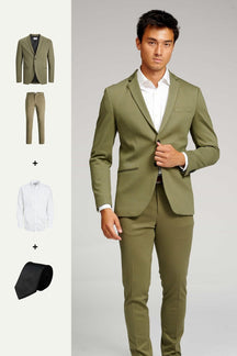 The Original Performance Suit™️ (Olive) + Shirt & Tie - Package Deal