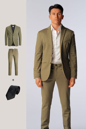 The Original Performance Suit™️ (Olive) + Tie - Package Deal