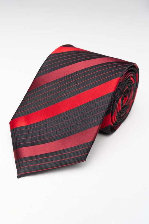 Tie - Black - Burgundy/Red Striped - TeeShoppen Group™ - Accessories - TeeShoppen