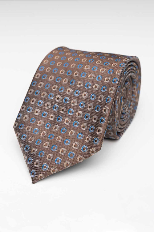 Tie - Brown/Blue Circles - TeeShoppen Group™ - Accessories - TeeShoppen