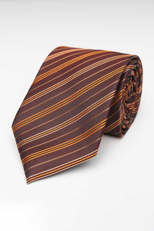 Tie - Burgundy - Orange/Sand Striped - TeeShoppen Group™ - Accessories - TeeShoppen