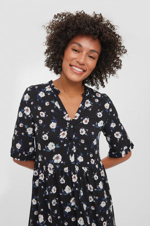 Ľahké 2/4 lýtkové šaty - čierna