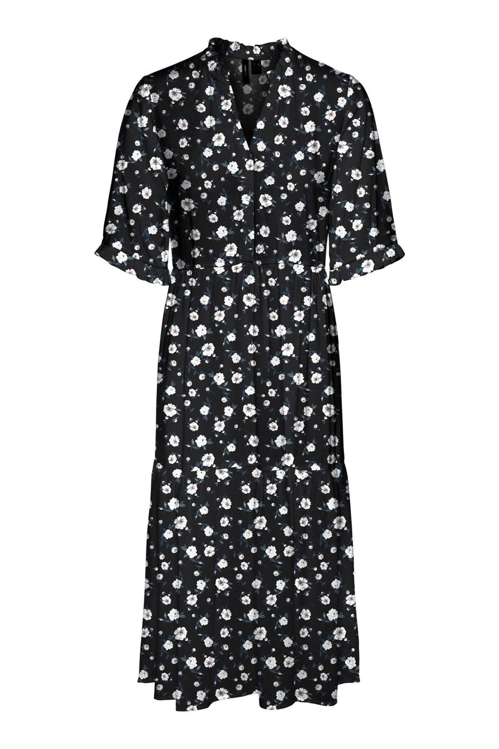 Ľahké 2/4 lýtkové šaty - čierna