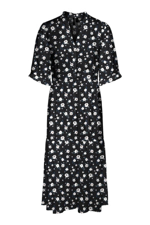 Ľahké 2/4 lýtkové šaty - čierna