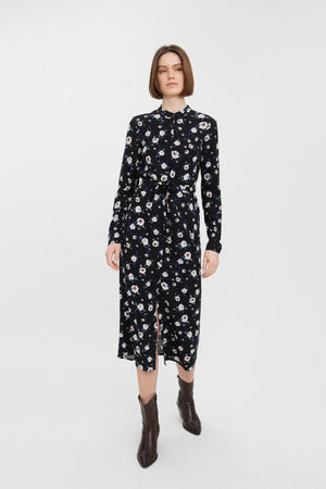 Gúna léine muinchille fada éasca - dubh