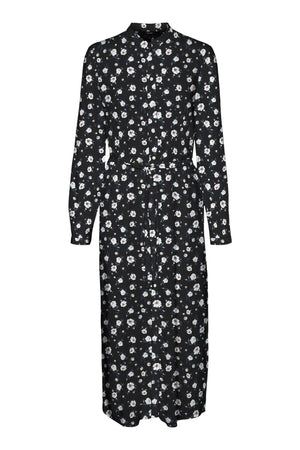 Gúna léine muinchille fada éasca - dubh