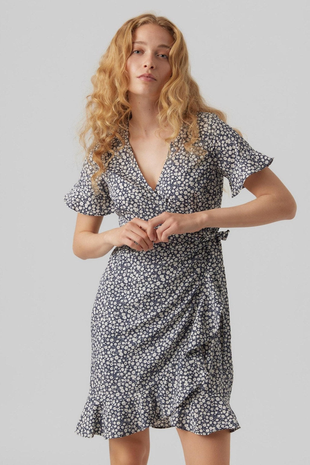 Henna Mini Wrap Dress - China Blue