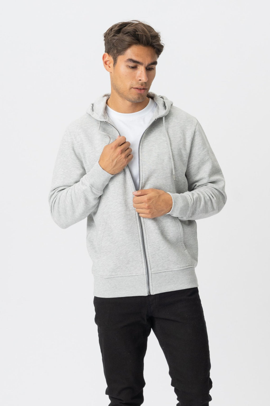 Mikina s kapucňou na zips - Ash Grey