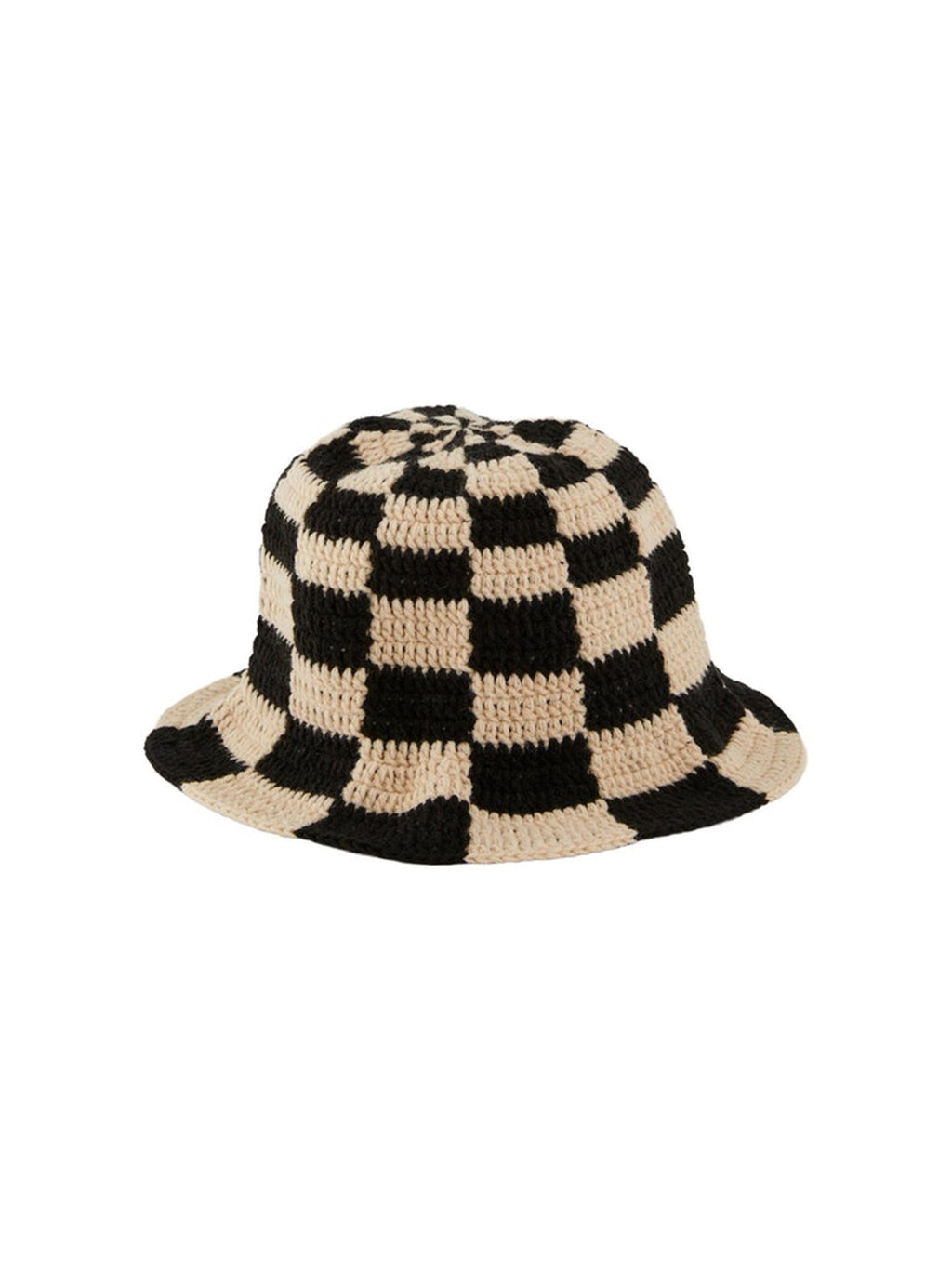 安娜针织水桶帽子 - 米色/黑色