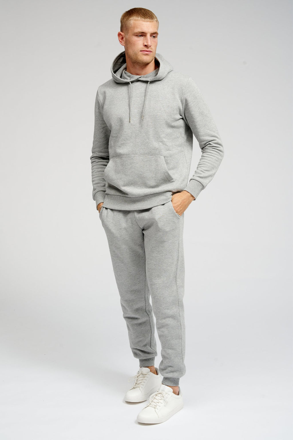 Basic Hoodie Sweat - Light Grey Melange