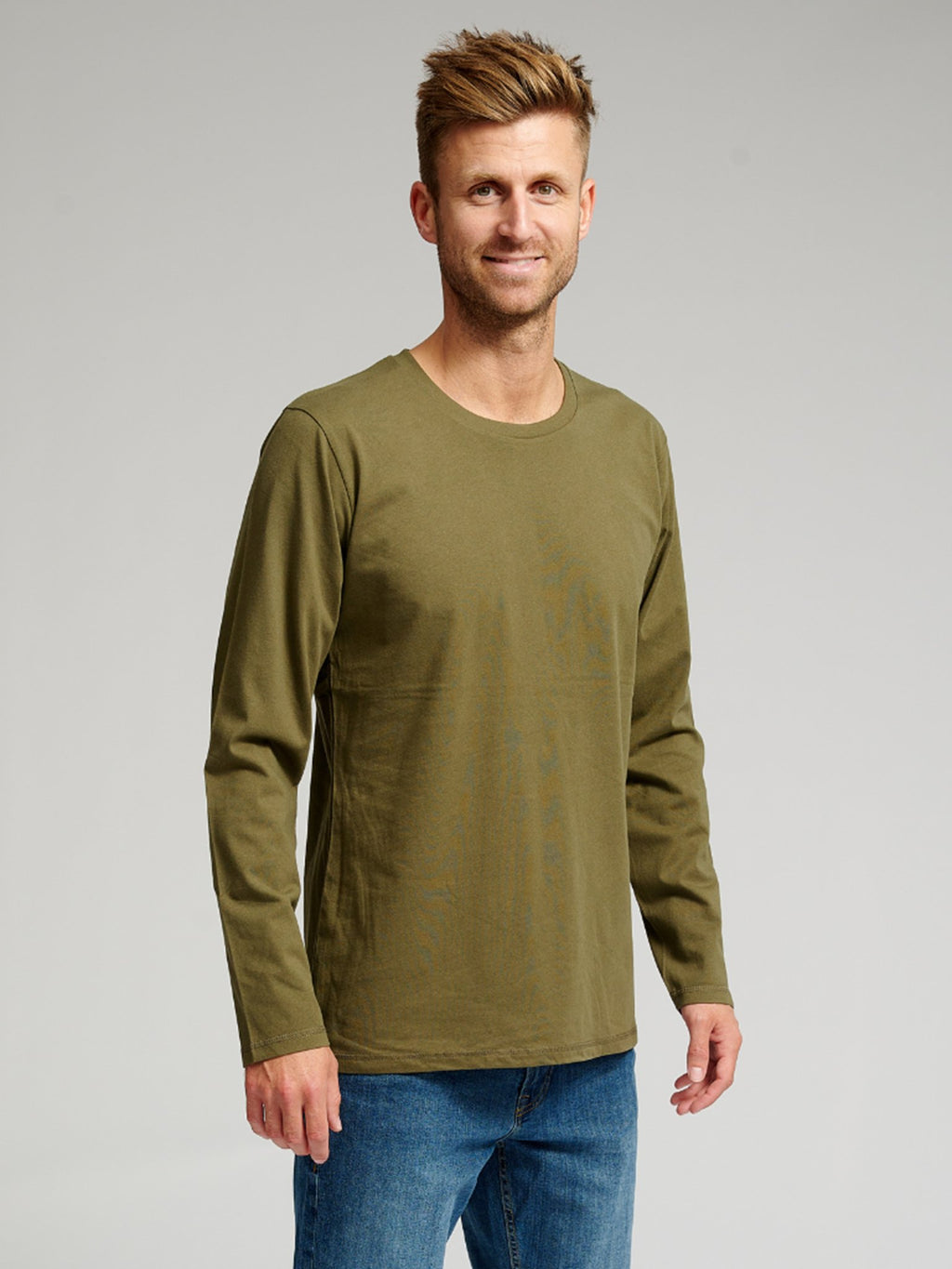 基本的长袖T恤 - 陆军绿色