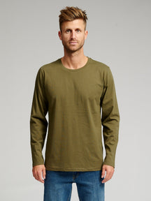 Basic Tričko s dlhým rukávom-armáda zelená