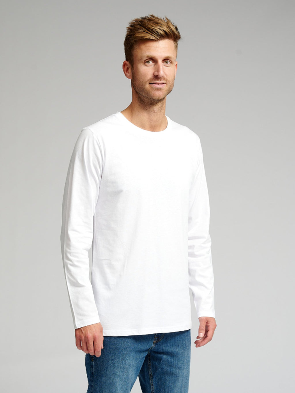 Basic Tričko s dlhým rukávom-biele