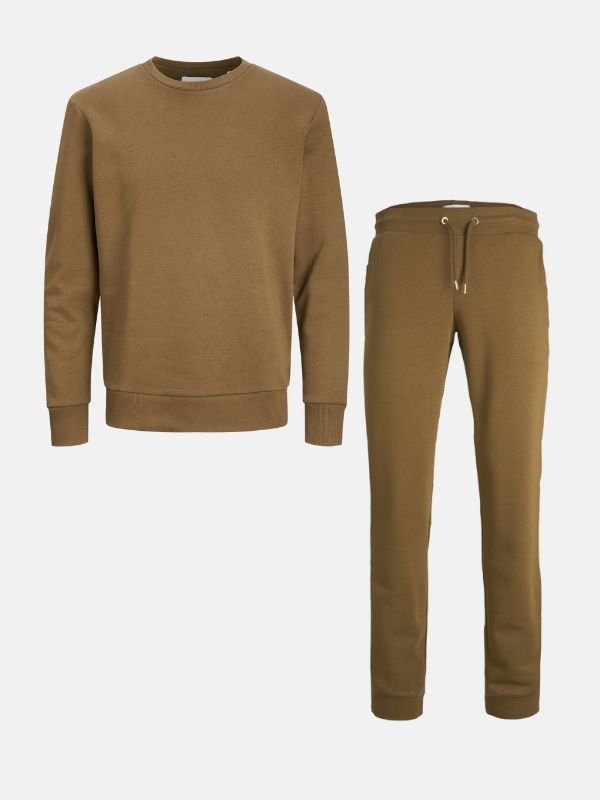 Basic Sweatsuit le Crewneck (Brown) - Déileáil Pacáiste